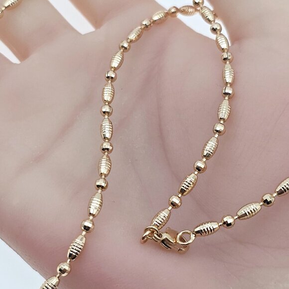 Rose Gold Polished Bead Necklace in 18K Gold Plated Finish - 50cm, XPNL0072 - Picture 12 of 12